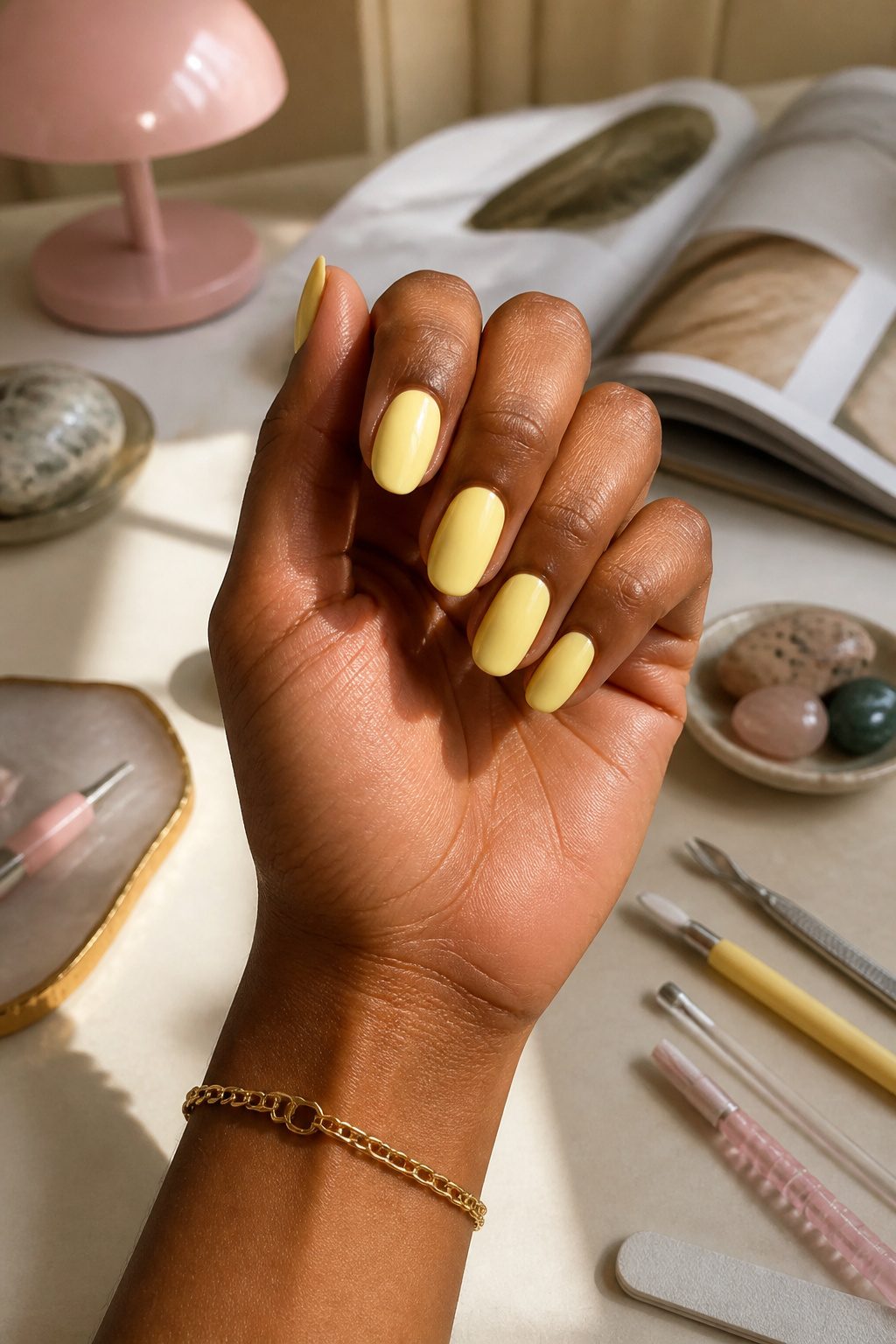 A bottle of The GelBottle Inc Sorbet All-In-One in a butter yellow shade.
