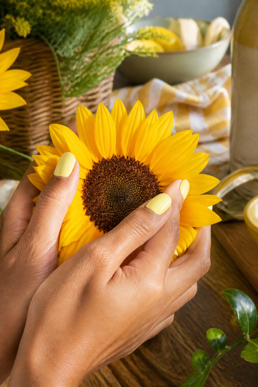 A bottle of OPI Nature Strong in Make My Daisy, a bright yellow nail polish.