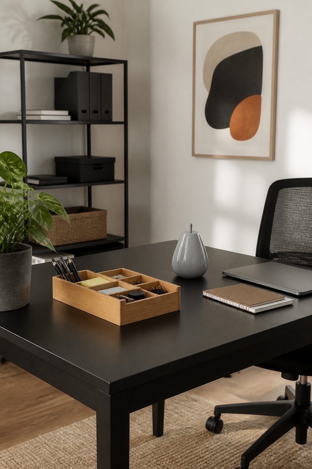 8 Thoughtful Coworker Christmas Gift Ideas for 2026 3 Bamboo desk organizer containing office supplies.