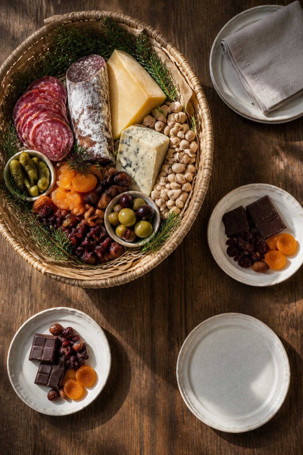 8 Thoughtful Coworker Christmas Gift Ideas for 2026 2 Curated snack box filled with gourmet food items on a desk.