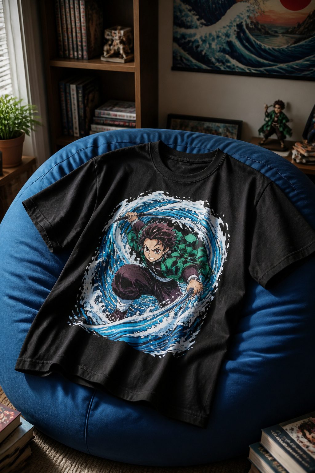 Graphic Tees: 6 Styles Worth Wearing in 2026 6 A graphic tee featuring popular anime artwork displayed in a retail setting.