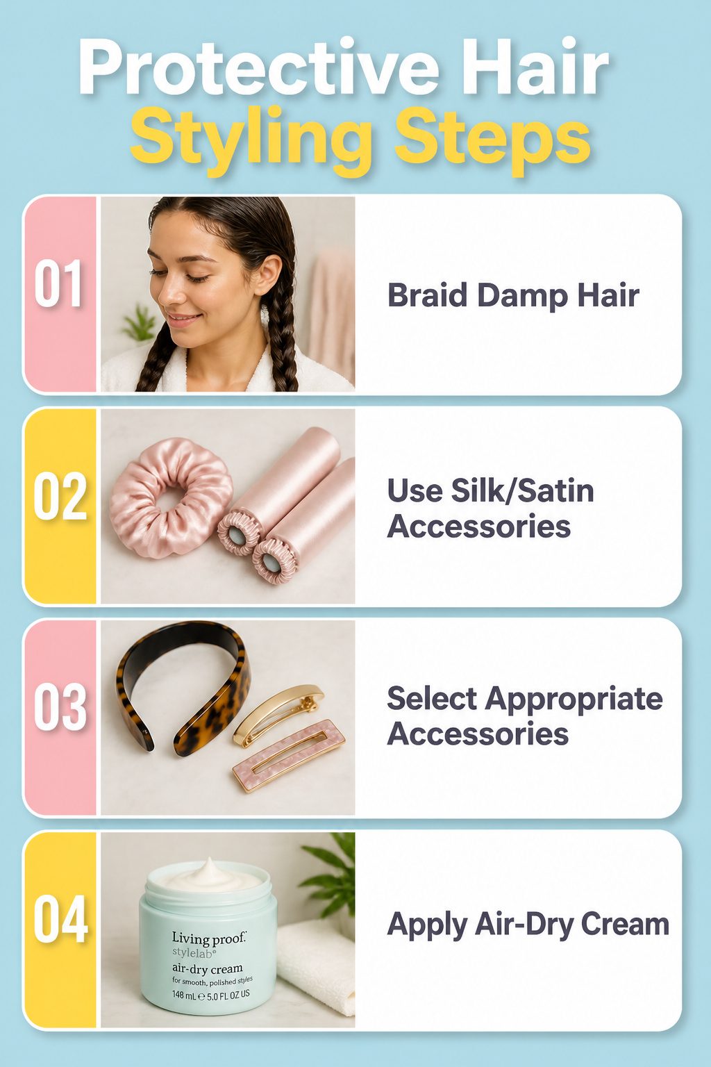 Demonstration of protective hair styling techniques.