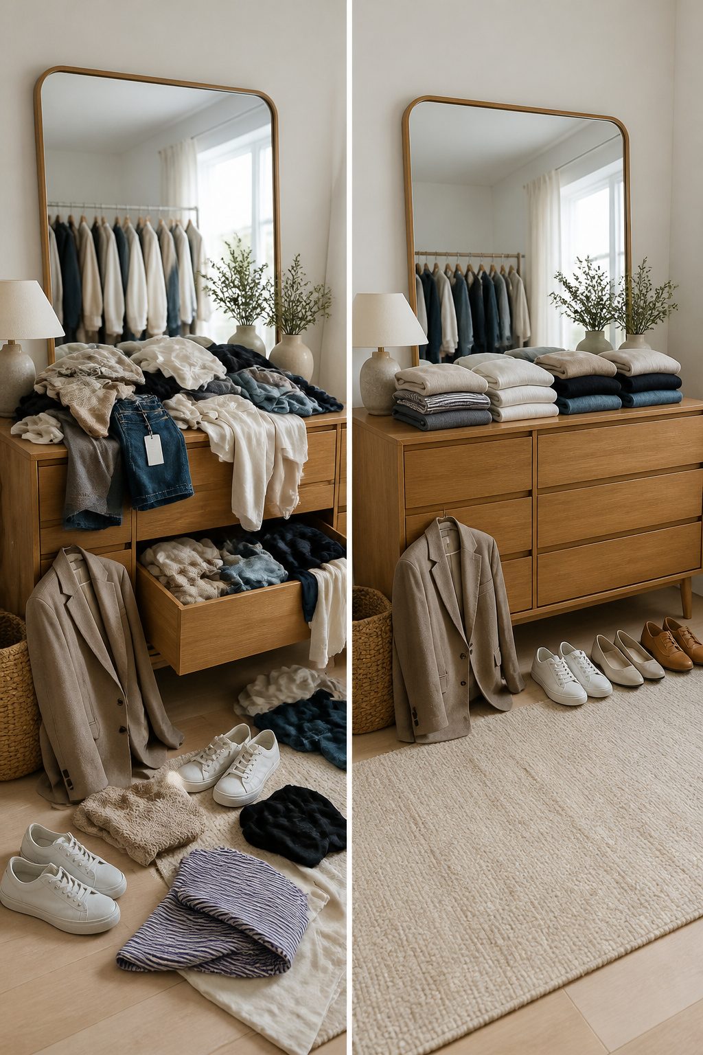 How to Build a Capsule Wardrobe: 7 Steps for a Smaller Closet in 2026 1 A drawer filled with clothing items, some with tags still attached.