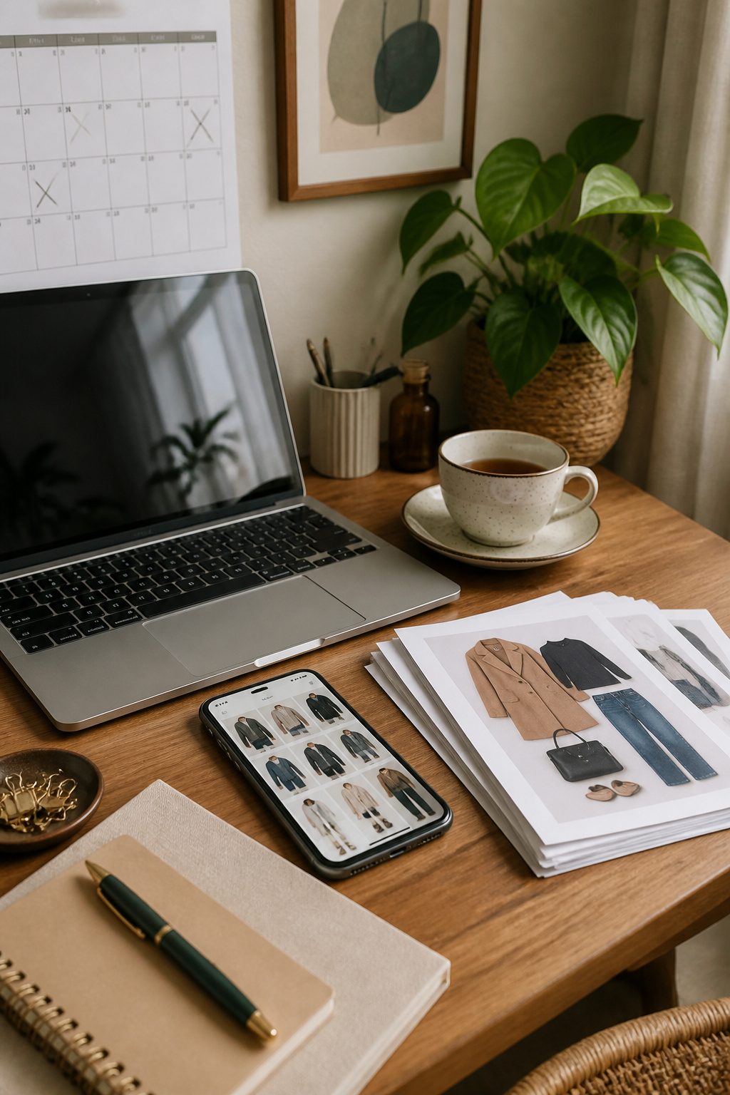How to Build a Capsule Wardrobe: 7 Steps for a Smaller Closet in 2026 12 A laptop and smartphone displaying outfit combinations and notes.