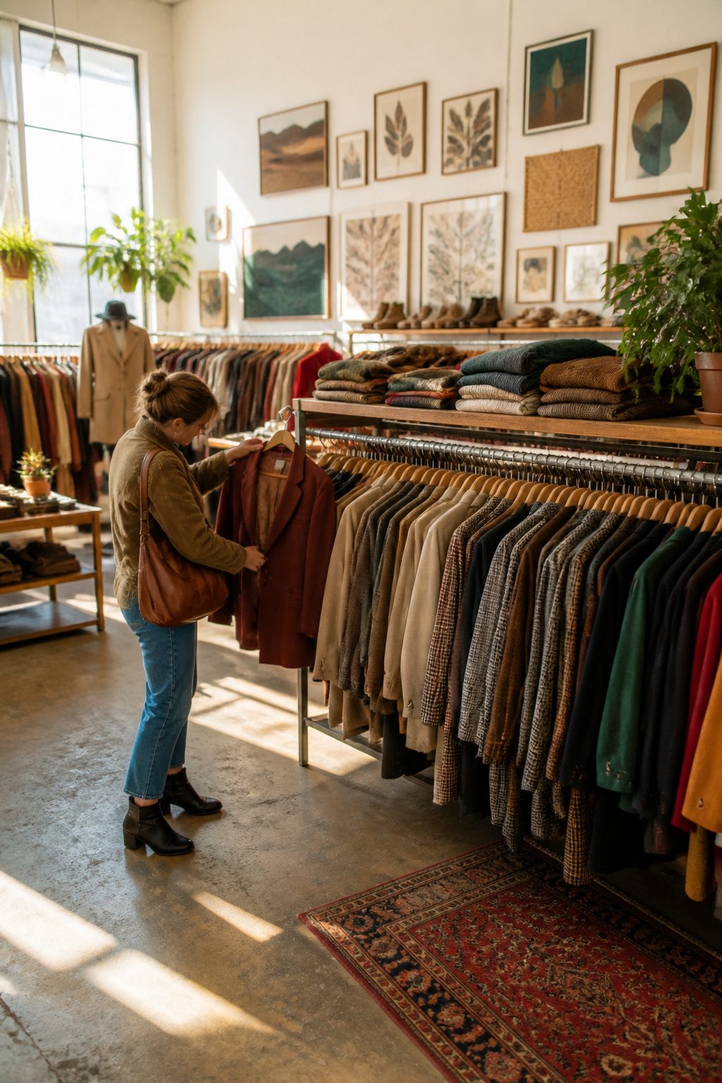 How to Build a Capsule Wardrobe: 7 Steps for a Smaller Closet in 2026 5 A section in a thrift store displaying women's blazers on hangers.