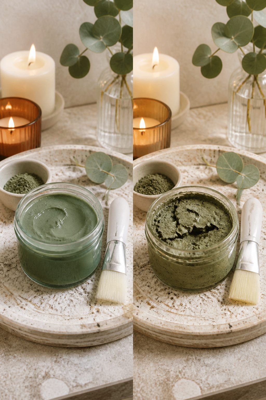 A skincare table with a creamy moisturizer and a jade roller.
