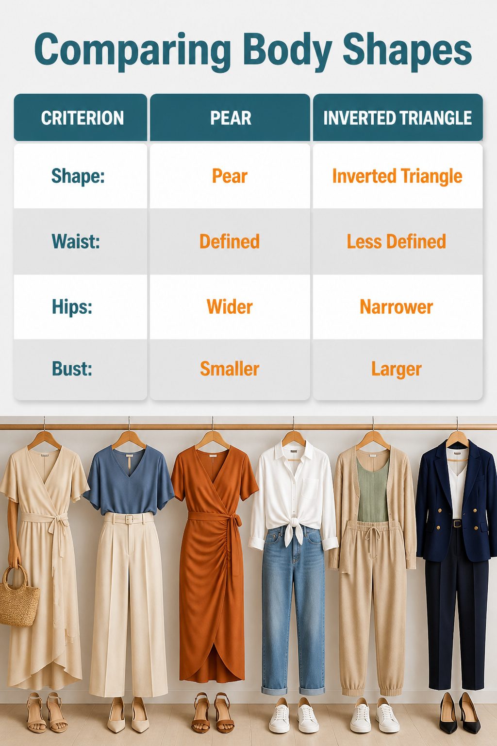 How to Dress for Your Body Type: A Practical 7-Shape Guide for 2026 3 An information image displaying different body shape comparisons.