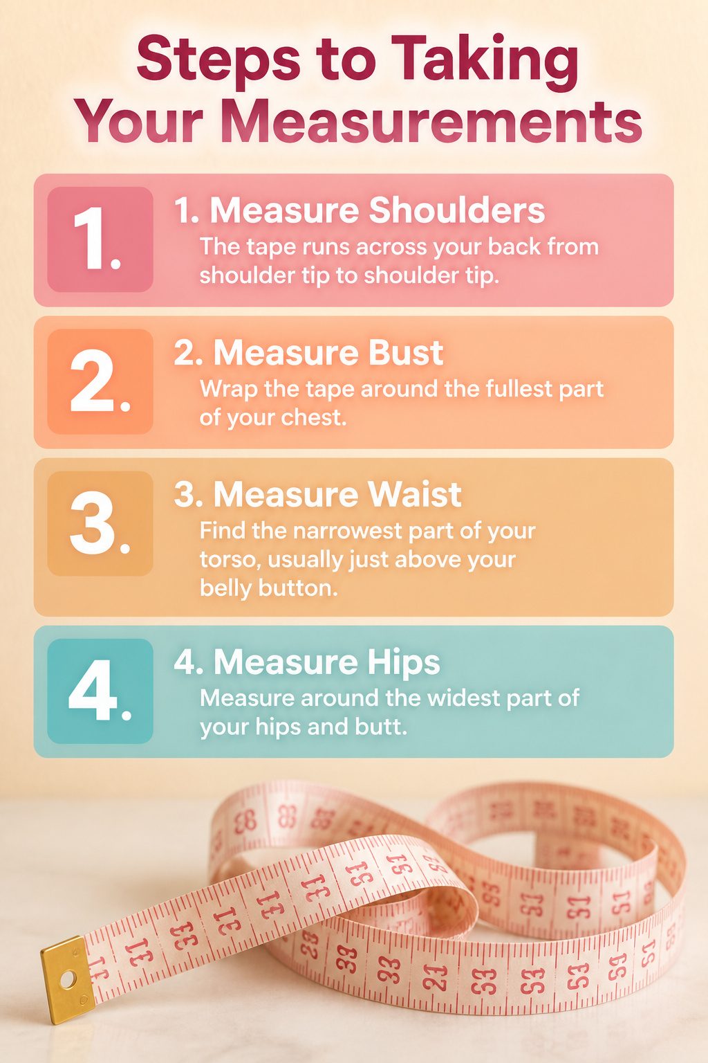 How to Dress for Your Body Type: A Practical 7-Shape Guide for 2026 2 A soft measuring tape laid out with measurement instructions.
