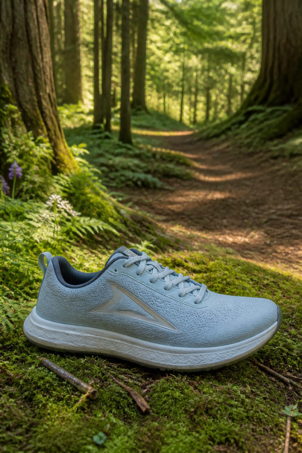 Altra Experience Flow 3 displayed on moss in a forest.