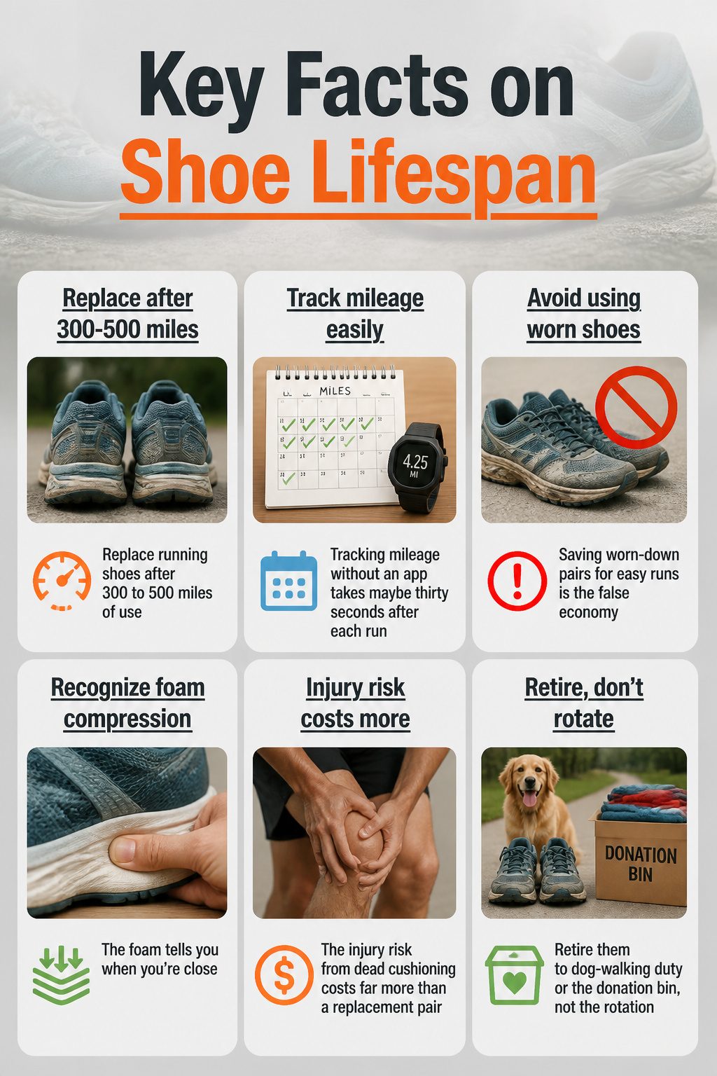 An informative graphic on the lifespan of running shoes.