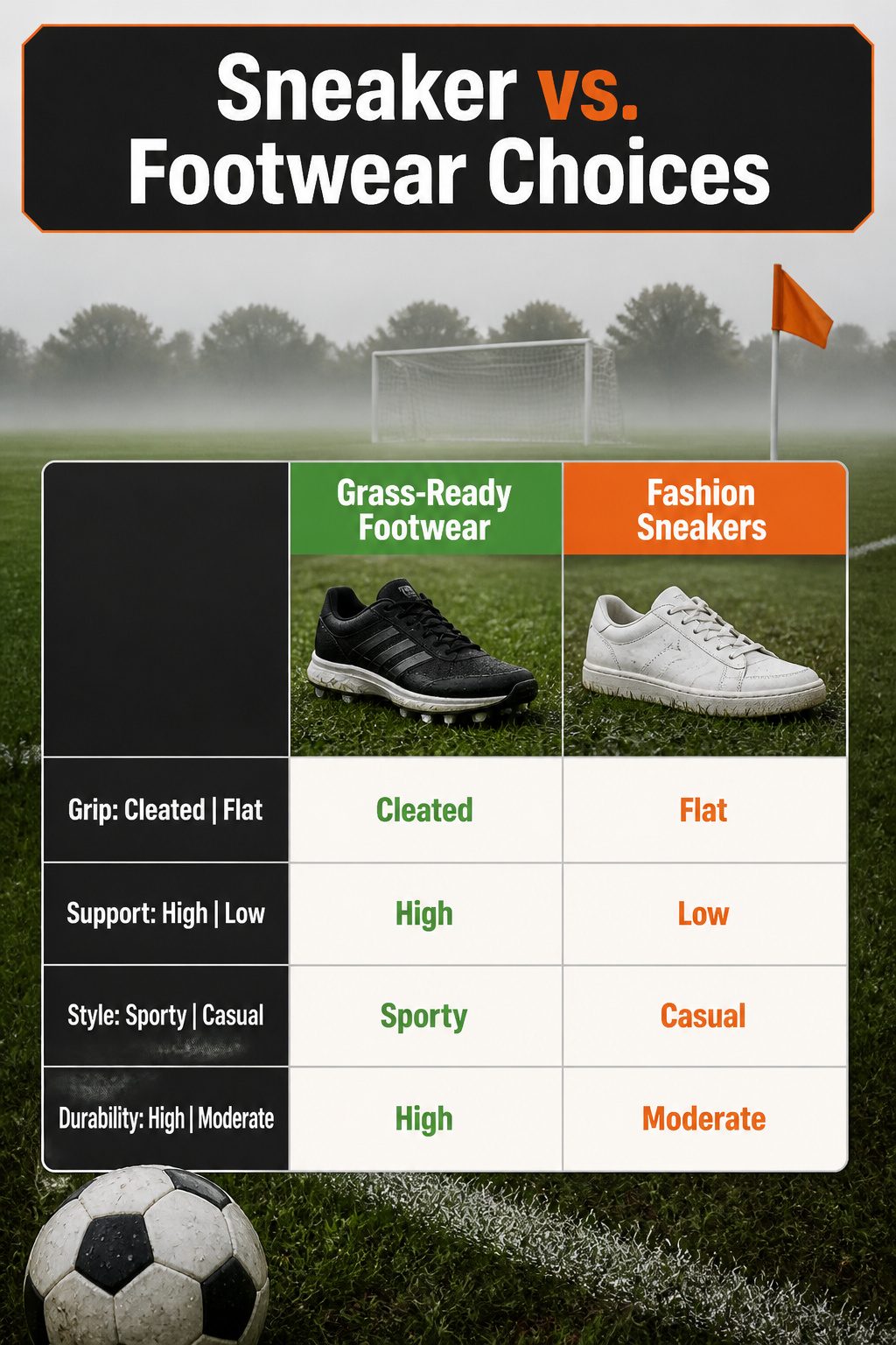Information graphic comparing sneaker and footwear choices.