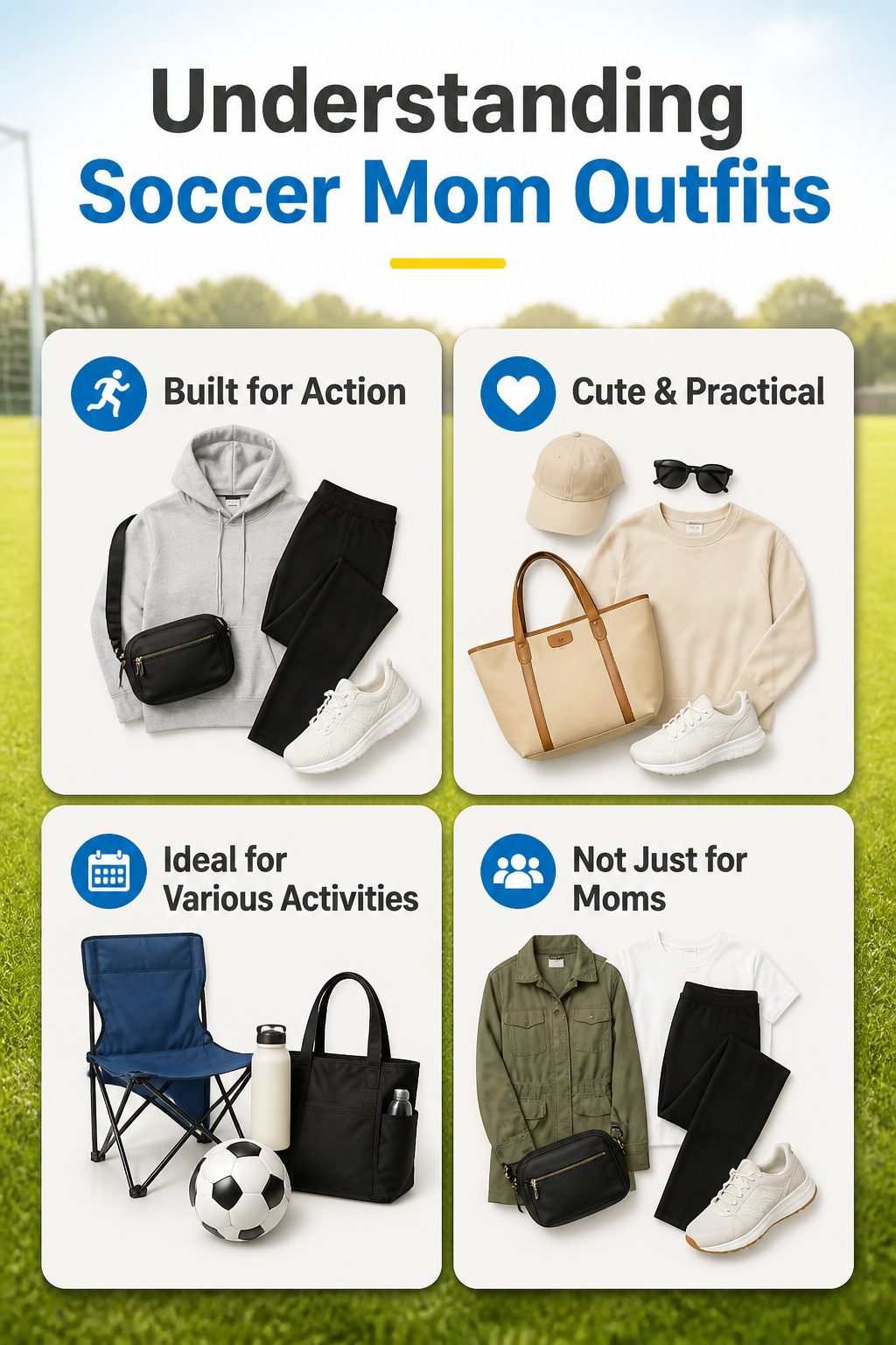Information graphic explaining soccer mom outfits.