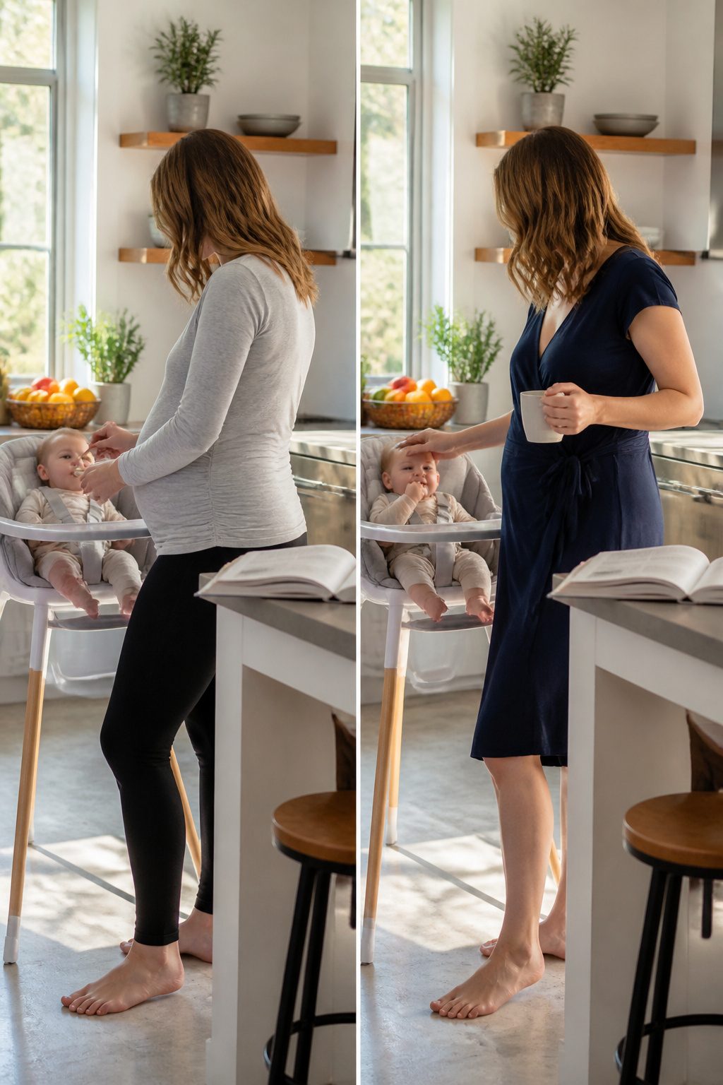 Maternity clothing suitable for use after delivery.