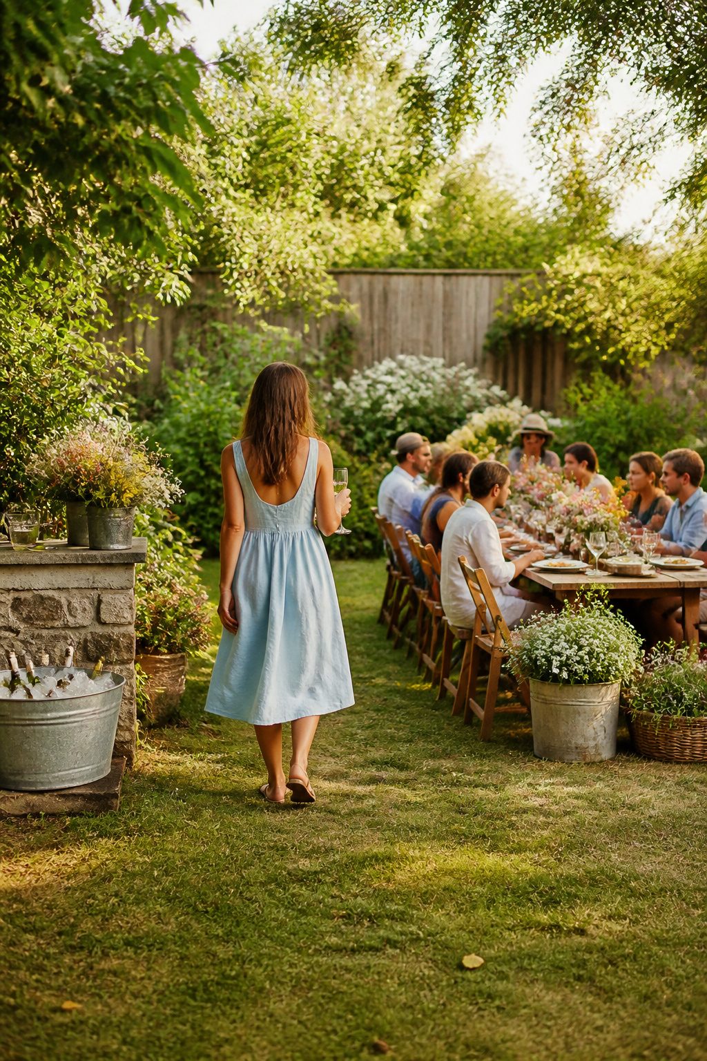 Casual wedding guest dresses made of linen and cotton.