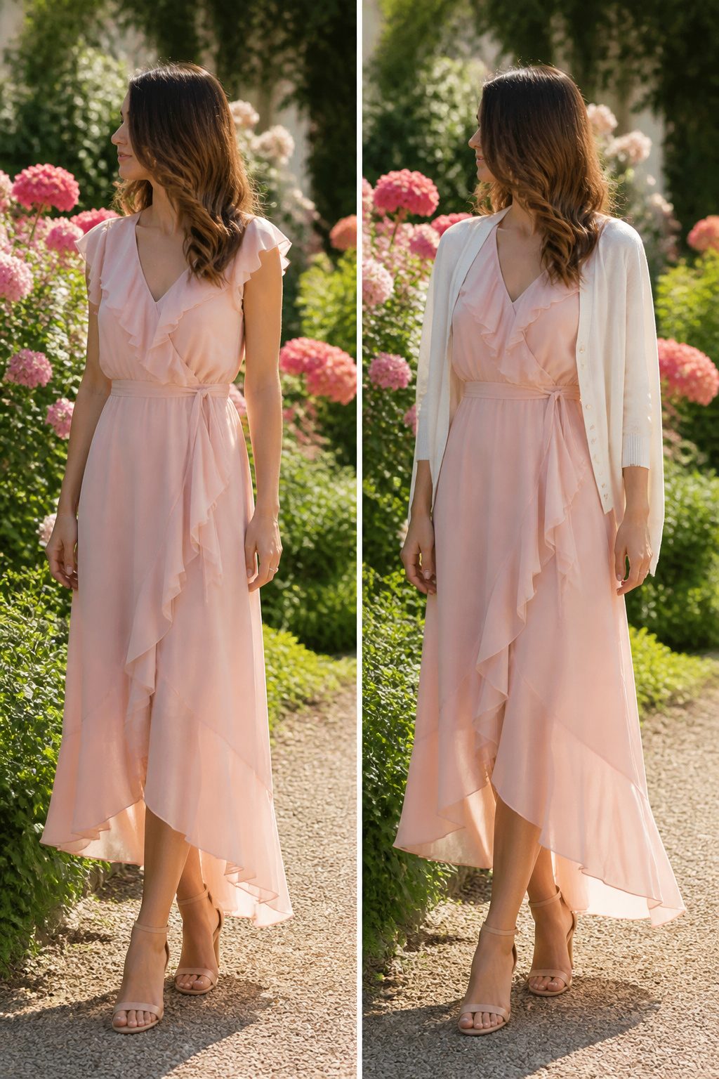 Fabric examples for wedding guest dresses according to seasons.