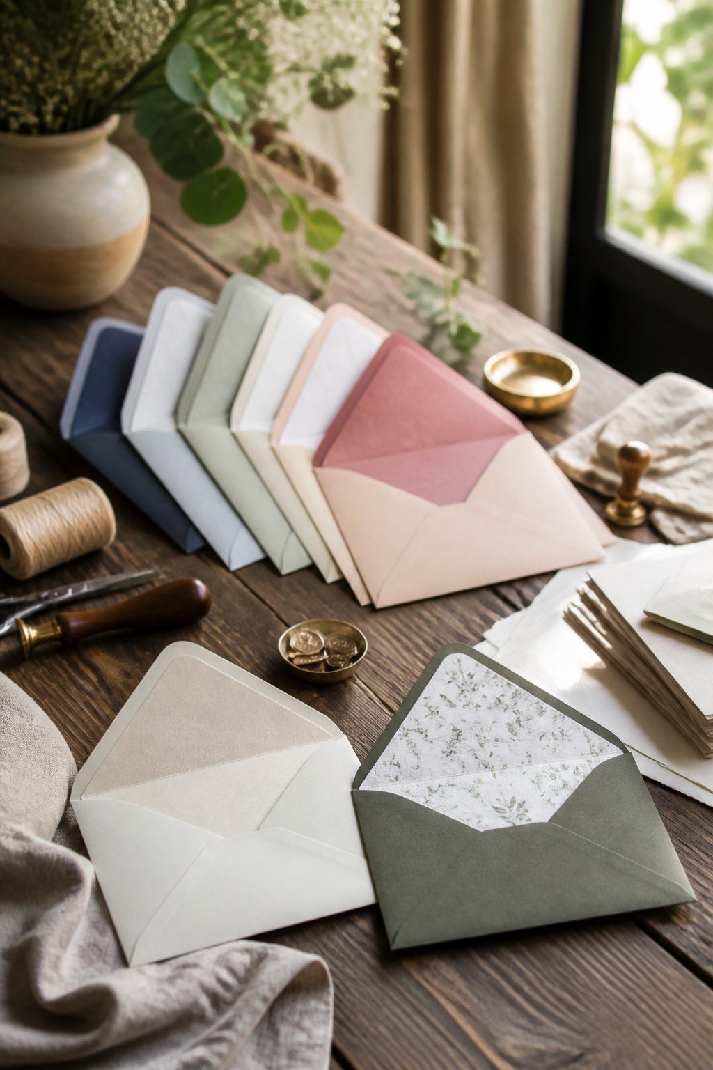 A display of peel-and-seal envelopes alongside traditional inner envelopes.